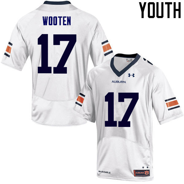 Youth Auburn Tigers #17 Chandler Wooten White College Stitched Football Jersey